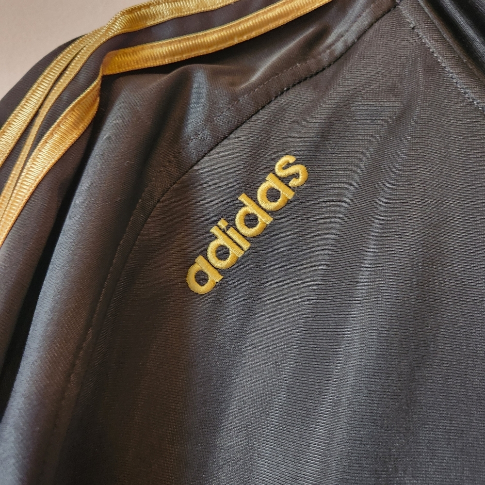 Adidas 1990s Climalite Track Jacket Black/Gold 3-stripes Size L-XL - Picture 3 of 9